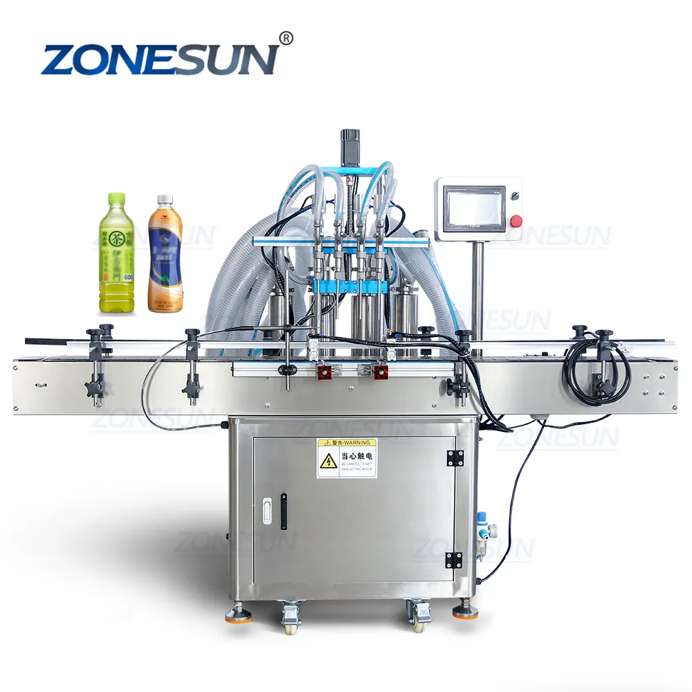 Zonesun ZS-SV4HS Automatische Servomotor Zuigerpomp Sap Wijn Melk Cosmetische Shampoo Gel Kwantitatieve Vloeibare Zeep Vulmachine