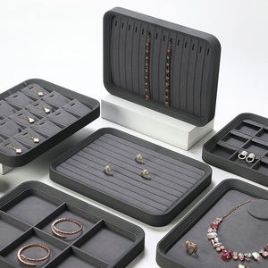 Bandeja de exhibición de joyas gris de lujo, organizador de microfibra para pendientes y joyas, bandeja de exhibición de joyas - Product Image 4