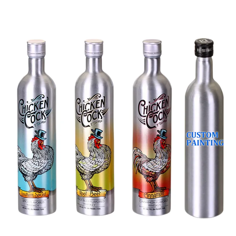 Food-Grade Wodka Metalen Rode Wijnfles Recyclebare Alcoholische Drankflessen Verpakking Wegwerp Aluminium Lege Bierflesjes