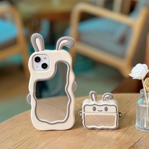 Maquillage mignon lapin miroir Silicone antichoc coque de téléphone pour <span class=keywords><strong>IPhone</strong></span> 15 14 13 12 11 Pro Max Plus XS XR X 8 + 7 Plus mode - Product Image 2