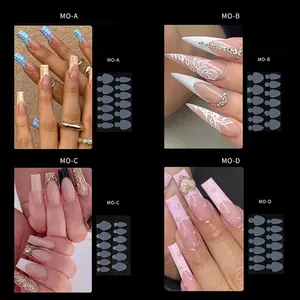 12 Stück Nagel aufkleber DIY Schablonen führer Französisch Geometrie Streifen Zeichnung Nail Art Form Streifen Vorlage Nagel Form Form