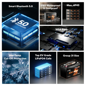 LiTime 2112Wh <span class=keywords><strong>12V</strong></span> 165Ah Bluetoothスマートリチウム電池パックRVマリン在庫 - Product Image 2