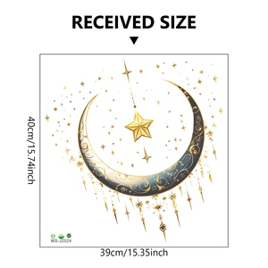 Adesivo Murale Islamico per Ramadan, <span class=keywords><strong>Mezzaluna</strong></span> Blu e Oro <span class=keywords><strong>con</strong></span> Stelle, Decorazione Rimovibile per Casa, Celebrazioni del Ramadan ed Eid - Product Image 6
