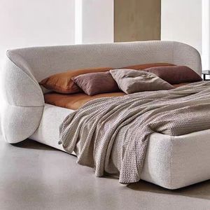 High End Luxus Französisch Weiß Doppel Master Schlafzimmer Lamm Wolle Stoff Modern Soft Queen King Size Bett
