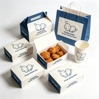 Ensemble d'emballages jetables pour poulet frit de restaurant, boîte en papier personnalisée avec logo écologique et sac en kraft, emballage alimentaire à emporter