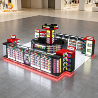 Muebles de Lujo para Tienda de Reparación de Teléfonos, Color Negro y Rojo, Diseño de Isla para Mostrador de Tienda de Celulares, Vitrina de Vidrio para Exhibición de Teléfonos