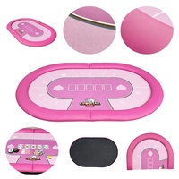 Plateau de table de poker pliable rose 140*90cm, ovale, sans pieds, compatible avec les jeux de société familiaux, avec un plan numéroté pour le jeu du Texas