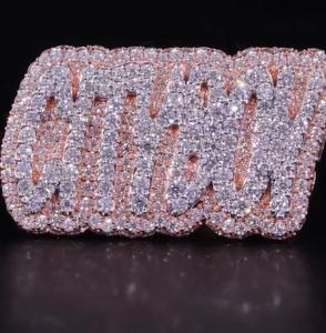 Custom Moissanite Diamond <b>Ring</b> for <b>Men</b> <b>Unique</b> Rose Gold Hip Hop Letter Jewelry Luxury Fashion Statement Jewelry - Product Image 3