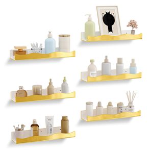 Estante acrílico de montaje en pared Beige resistente de 15 pulgadas estante decorativo flotante para plantas registros baño sala de estar almacenamiento - Product Image 4