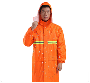 DFC20 Veste de pluie longue à capuche personnalisable, imperméable, poncho de sécurité d'urgence - Product Image 1