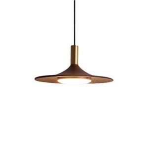Japanese Retro Walnut Wood Pendant <b>Light</b> Led E27 Round Chocolate Wabi Sabi Style Tea Room <b>Bar</b> Counter Chandelier - Product Image 5
