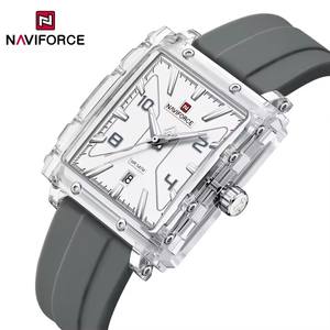 Relojes de Cuarzo Naviforce 6112 para Hombre, Marca Original, Correa de Silicona, Esfera Rectangular, Fecha, Relojes de Lujo Sencillos para Hombre - Product Image 1