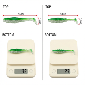 Mồi câu giả mềm dạng đuôi chữ T gân nổi, chất liệu PVC sandwich, bán chạy, dành cho câu cá Bass và cá hồi - Product Image 2