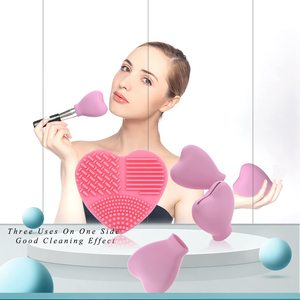 Hot Selling High Quality Eco-Friendly Reusable Silicone <b>Makeup</b> <b>Brush</b> Cleaning Mat Washing Scrubber Board 8*7.5*3cm for <b>Single</b> - Product Image 1