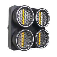 Projecteur LED rétro 4 yeux 250W avec bande RGB COB intérieure et extérieure dorée, lumière auxiliaire activée par le son, éclairage d'effet de scène RDM