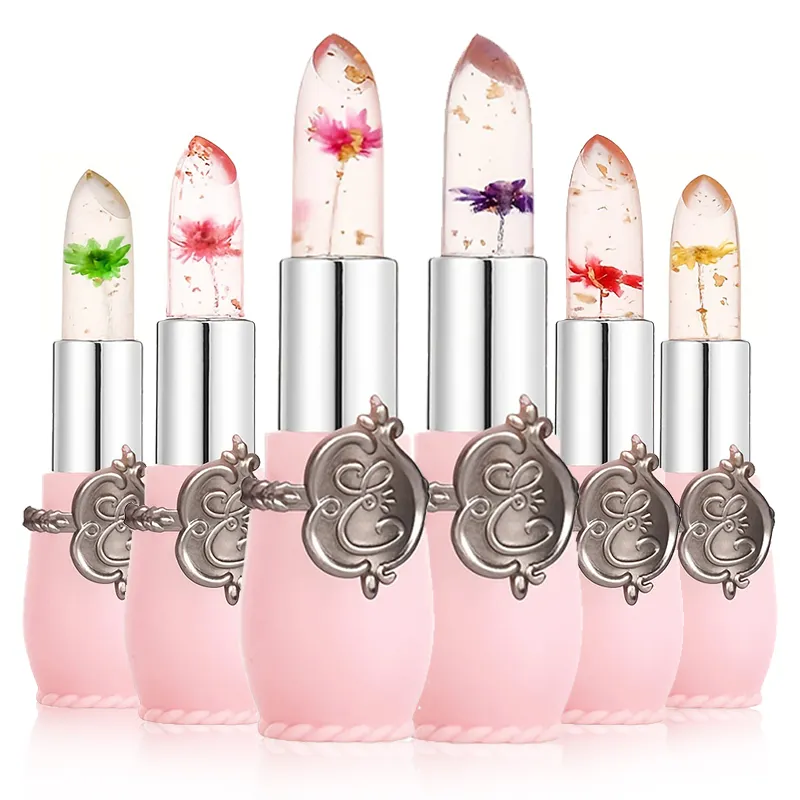 Özel logo sıcak değişim organik ruj 6 renk çiçek jöle dudak balsamı nemlendirici dudak balsamı