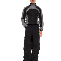 Veste polaire double face personnalisée pour homme, avec blocs de couleur, fermeture éclair intégrale, col montant, patchwork, coupe-vent, pour sports de plein air