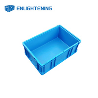 Conteneur Euro en plastique robuste 600x400x220mm, boîte logistique à parois droites solides, trous de verrouillage de sécurité, fond antidérapant pour convoyeur