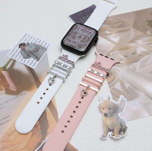 Nueva Pulsera de Reloj Inteligente de Aleación de Acero Inoxidable con Incrustaciones de Diamantes para Otoño-Invierno, con Anillo Decorativo en Forma de Corazón, Suave - Product Image 4