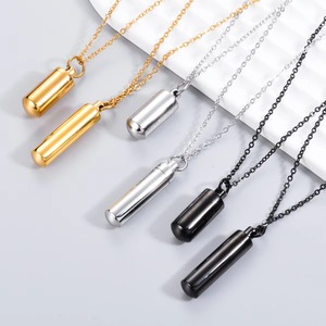 Pendentif Cylindre Urne Funéraire en Acier Inoxydable pour Cendres, Collier Commémoratif, Bijou, 3 Couleurs - Product Image 2