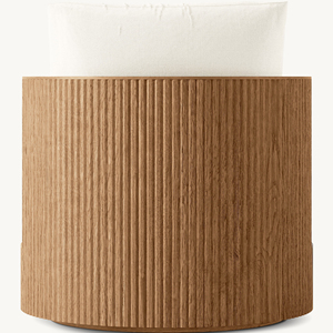 Canapé-lit RH haut de gamme en chêne américain, taille personnalisable, cadre nervuré cannelé, banquette de chambre <span class=keywords><strong>à</strong></span> coucher rembourrée de luxe RH - Product Image 4