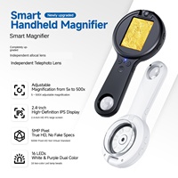 Loupe vidéo portable avec écran HD de 2,4 pouces, zoom numérique 500X, lecture pour malvoyants, évaluation de bijoux, 8 lumières LED, garantie 1 an