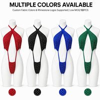 Costumes de pole dance sexy à franges diamantées très extensibles avec pompons pour spectacles sur scène et tenues de club, vente en gros