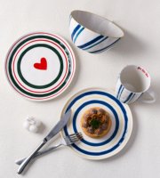 Service de vaisselle moderne en porcelaine peinte à la main-Assiettes colorées, bols, tasses pour restaurant et café à la maison