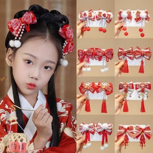 Grand rouge Style <span class=keywords><strong>chinois</strong></span> accessoires de cheveux pour enfants nouvel an célébration arc gland pince à cheveux bijoux vente chaude - Product Image 1