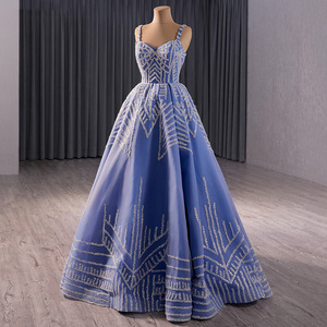 Robe de soirée de luxe en cristal de Dubaï, style A-line, pour bal de promo, robes de cérémonie arabes, Rsm231076 - Product Image 4