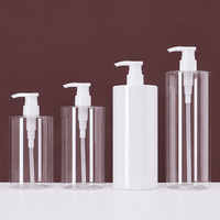 Bouteilles cylindriques vides en plastique de 1 litre avec logo personnalisé pour shampoing, après-shampoing et savon liquide cosmétique, en vrac