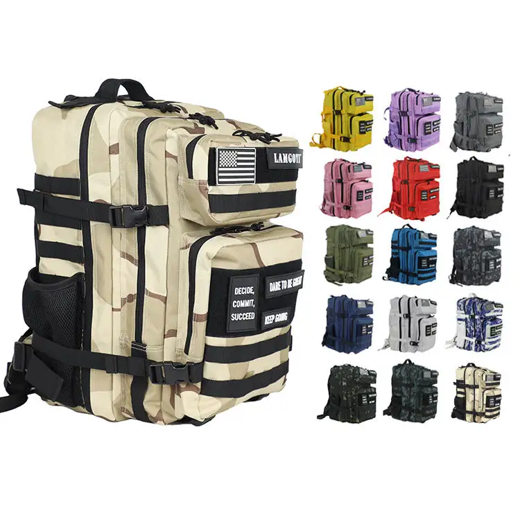 900D Oxford Tactical Bag Pack Multi Colors Molle Assault Backpacks Trekking Bag 25L 45L Tactical Backpack