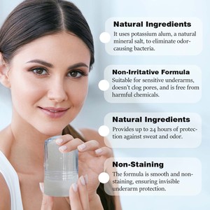 Barra Desodorante Portátil Giratoria <span class=keywords><strong>de</strong></span> <span class=keywords><strong>Alumbre</strong></span> Natural, Cristal Mineral, Calmante <span class=keywords><strong>para</strong></span> la Piel Después del Afeitado, <span class=keywords><strong>para</strong></span> Rasuraduras y Olor Corporal - Product Image 3