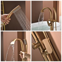 Robinet de salle de bain mural WEIHAO en or rose à double poignée avec douchette, mitigeur eau chaude et froide pour baignoire