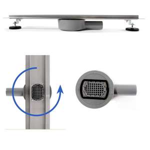 Drenaje de Ducha Delgado de 90 cm, Drenaje de Piso de Acero Inoxidable con Posibilidad de Instalación en Ángulo, Drenaje de Doble Cara con Sifón Autolimpiante y Antiolores, Tamaños 60-100 - Product Image 6