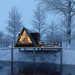 Chine Vente chaude Cadre <span class=keywords><strong>en</strong></span> acier Préfabriqué Resort Cottage <span class=keywords><strong>Jardin</strong></span> <span class=keywords><strong>Chalet</strong></span> Kits Mini Petit A Cadre Maisons - Product Image 3