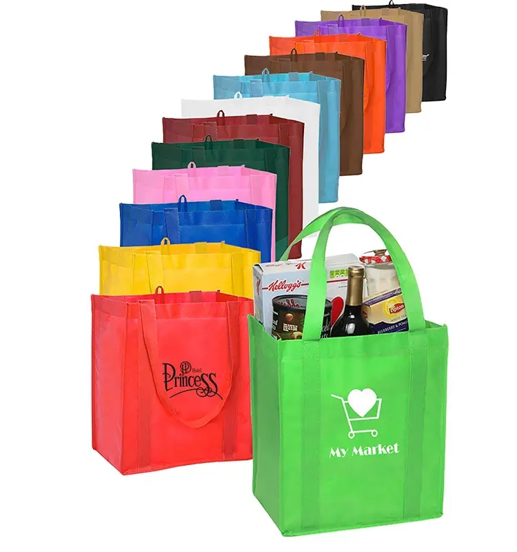 Sacola não tecida reciclável ecologicamente correta, sacola de compras ecológica reutilizável, sacola não tecida reciclável
