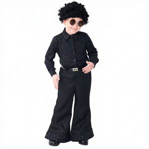 Costumes de scène rétro <span class=keywords><strong>disco</strong></span> des années 70 pour enfants européens et américains, costumes de chanteuse scintillants pour défilés, TV et films, en polyester - Product Image 3