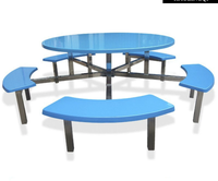 Ensemble de table et de chaises de salle à manger en acier inoxydable et fibre de verre pour dix personnes, vente chaude en usine, pour restaurant/cantine, mobilier moderne