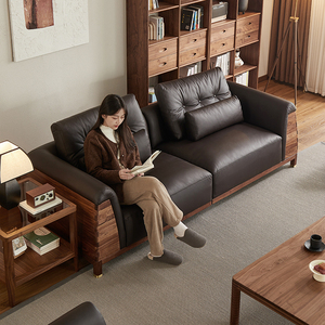 Canapé 2 places en noyer noir américain, style minimaliste vintage, idéal pour petits espaces et salons de gîtes - Vente directe usine en gros - Product Image 6