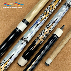 Queue de billard S.Q.F en bois d'érable américain, 1/<span class=keywords><strong>2</strong></span> deux <span class=keywords><strong>pièces</strong></span>, pointe de 13 mm, design Tour Eiffel, bleu or, joint en acier inoxydable, 145 cm, 1 kg, haute qualité - Product Image 4