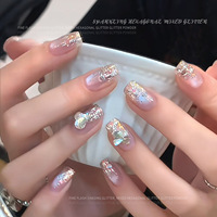 Breloques pour ongles en plastique de haute qualité, avec paillettes fines et cristaux mélangés, motif galaxie, pour décoration de manucure DIY, vente en gros usine