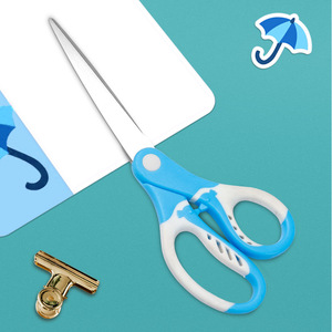 Office Scissors Stainless Steel Blue White Straight Head Home Use Paper Cutting DIY Crafts - Product Image 4