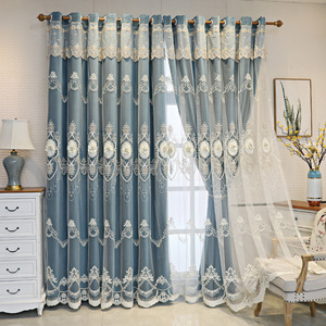 Thêu nổi phong cách Châu Âu ánh sáng sang trọng rèm cửa phòng khách phòng ngủ cửa sổ miễn phí của đấm rèm - Product Image 1