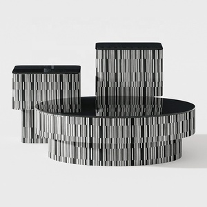 Modern Simple Creative Round Square Coffee <strong>Table</strong> Combination Living Room <strong>Small</strong> Apartment <strong>Black</strong> Glass Round Coffee <strong>Table</strong> - Product Image 4