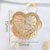 JML Großhandel Hochwertige Damen 14 Karat Gold Laminiert Nummer 15 Ring Roségold Herzring aus Messing von Joyera De Oro