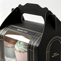 Boîte à gâteau en carton écologique et recyclable, portable, avec fenêtre, protection UV, design auto-érectable, poignée, tailles personnalisées disponibles