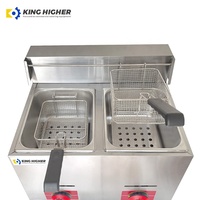 Friteuse commerciale à gaz à double cuve 6L+6L en acier inoxydable, machine à frire industrielle au propane, friteuse à cuve pour restaurant