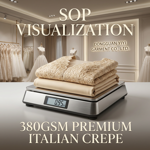 Abito da Madre <span class=keywords><strong>della</strong></span> <span class=keywords><strong>Sposa</strong></span> Personalizzato in Crepe con Pizzo, Scollo a V, Maniche 3/4, Linea A, Vestito Lungo 950GSM OEM, <span class=keywords><strong>Taglie</strong></span> dalla S alla 5XL - Product Image 2