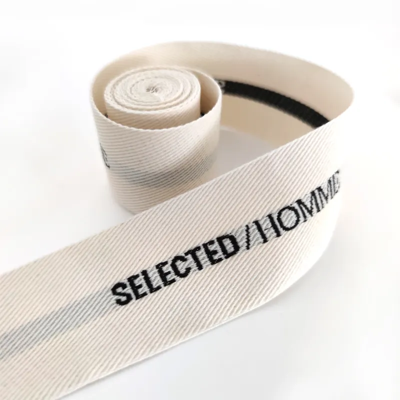 soft custom jacquard embroidery logo 100% cotton jacquard tape strap webbing